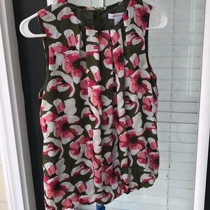 Liz Claiborne pink and green floral sleeveless top